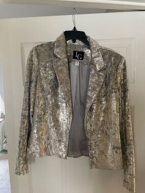 Lena Gabrielle Silver Textured Blazer Jacket